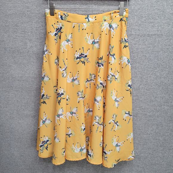 ANTHROPOLOGIE MODCLOTH CARROUSEL HORSE PRINT SKIRT, SIZE M - Picture 2 of 8